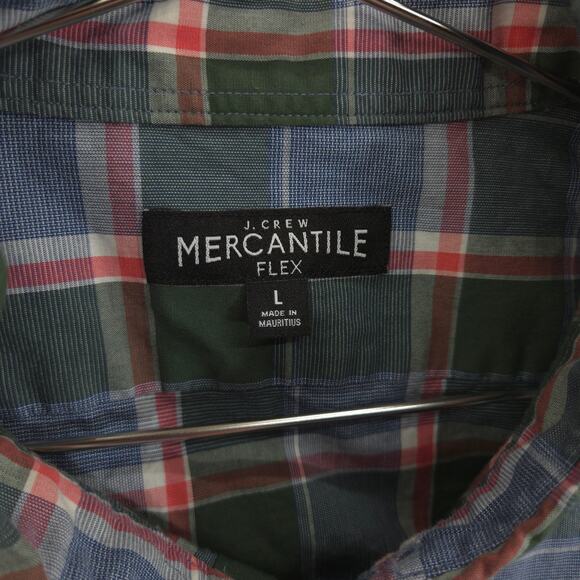 J Crew Shirt Mens L Green Plaid Casual Front Pocket Flex Long Sleeve Button Down - Picture 6 of 7